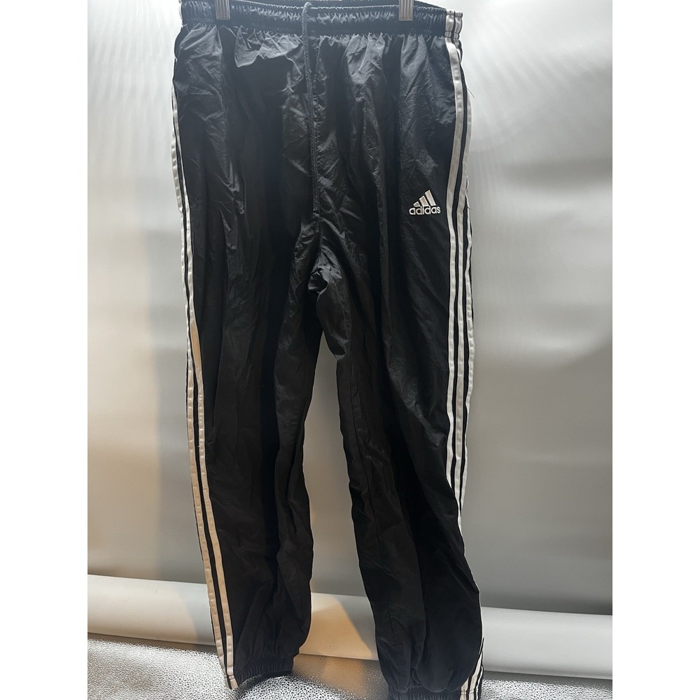 Adidas Vintage Windbreaker Track Pants Mens Large Black White Mesh Y2K Joggers